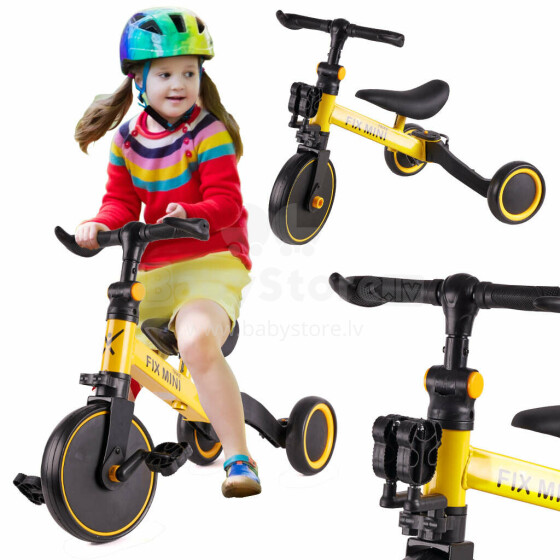 Ikonka Art.KX5377_1 Trike Fix Mini cross-country tricycle 3in1 with pedals yellow