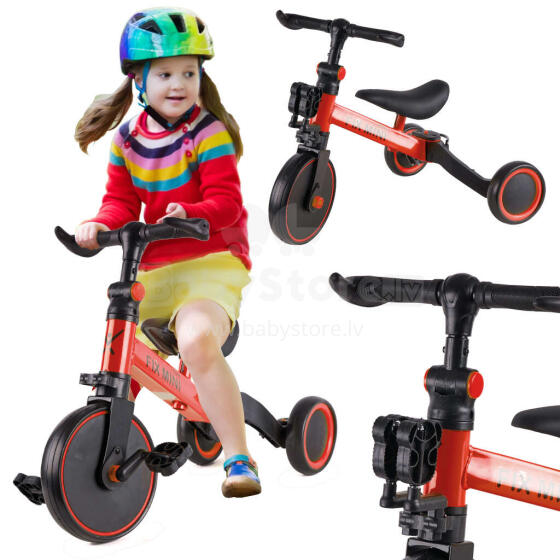 Ikonka Art.KX5377_2 Trike Fix Mini cross-country tricycle 3in1 with pedals red
