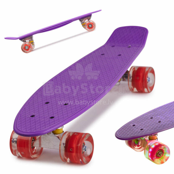 Ikonka Art.KX5375 Fiszka skateboard LED wheels purple