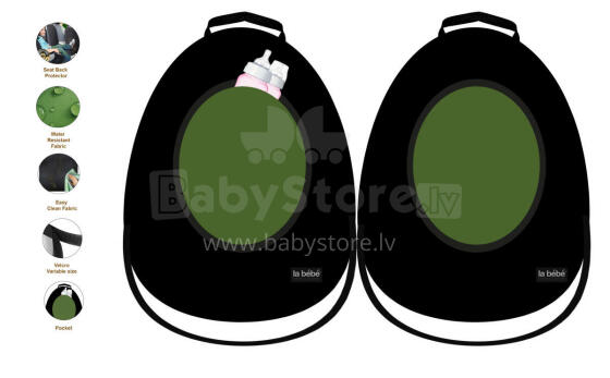 La bebe™ Car 2-Seat Back Protectors Set Avocado Art.148758 Black Защитные чехлы для сидения (для спинки автомобильного сидения)