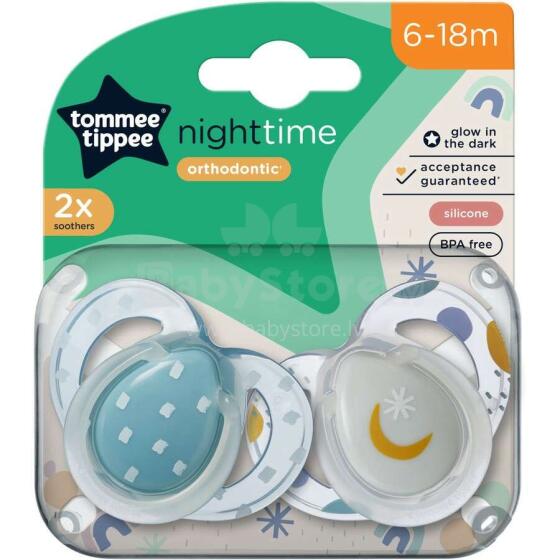 Tommee Tippee Art. 43336297 Night Time Ортодонтическая силиконовая соска 6-18м. (2 шт.)