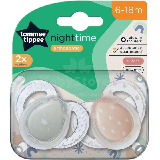 Tommee Tippee Art. 43336297 Night Time Ортодонтическая силиконовая соска 6-18м. (2 шт.)