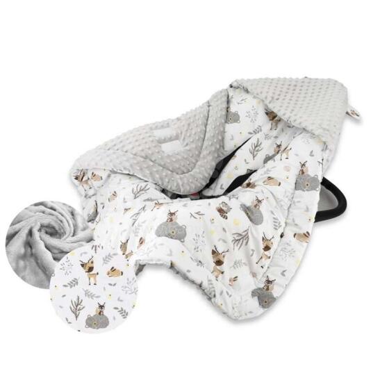 MimiNu Swaddle Art.FF143528 Forest friends Augstākās kvalitātes viegla divpusēja sedziņa-konverts ar kapuci (90x90 cm)
