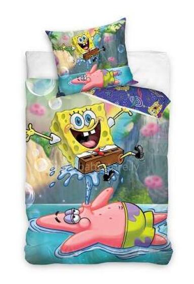 Carbotex Bedding Sponge Bob 140x200/60x63cm Art.SBOB181102-5 Kokvilnas gūltas veļas komplekts