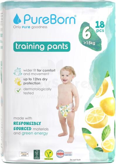 Pureborn  Organic Bamboo Pants Art.132348 Ecological pull-on panties size 6, 15+ kg, 18 pcs