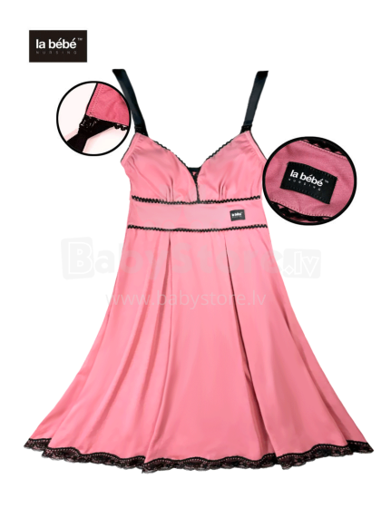 La Bebe™ Nursing Cotton Mia Art.136505 Pink Ночная сорочка (ночнушка) для беременных и кормящих