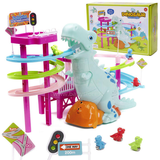 Ikonka Art.KX6120 Dinozauru sacīkšu trases dinozauru skaņas gaismas