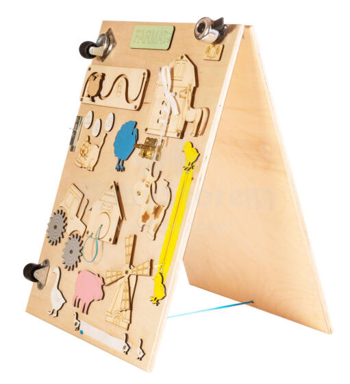 Ikonka Art.KX4629_1 Wooden farm two-sided chalkboard manipulation board natural farm