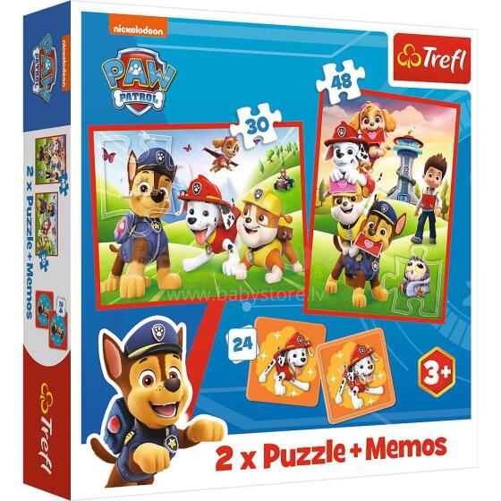 TREFL PAW PATROL Комплект пазлов 30шт. + 48шт. + 24 мемо