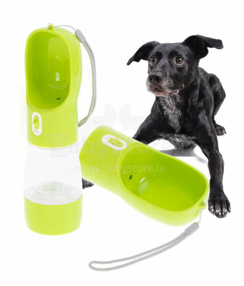 Nešiojamas vandens ir maisto dozatorius šunims žalias