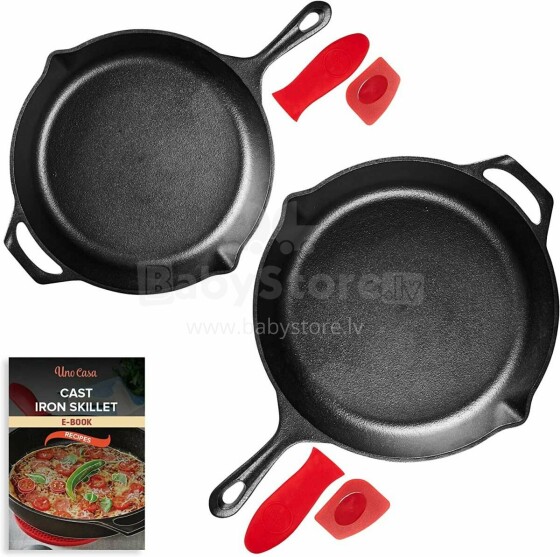 Set of 2 cast iron pans 25/30 cm
