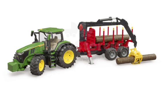 BRUDER Art.03154 трактор John Deere 7R 350 с лесозаготовительным прицепом и 4 бревнами