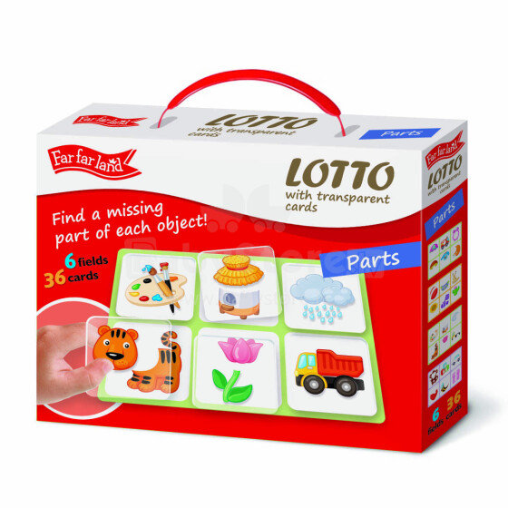 FAR FAR LAND Art.F-04016 Lotto spēle ar caurspīdīgām plastikāta kartēm DAĻAS UN VESELS