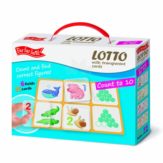 FAR FAR LAND Art.F-04005 Lotto spēle ar caurspīdīgām plastikāta kartēm SKAITĪT LĪDZ 10