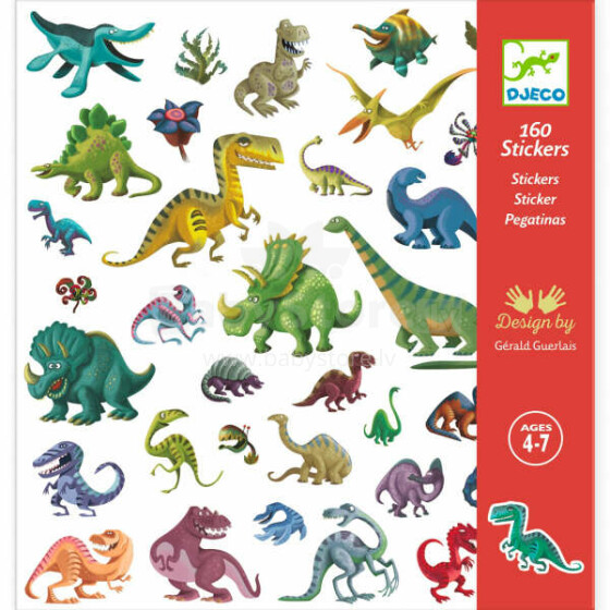 Djeco Stickers Dinozauri Art.DJ08843 Наклейки (160 шт.)
