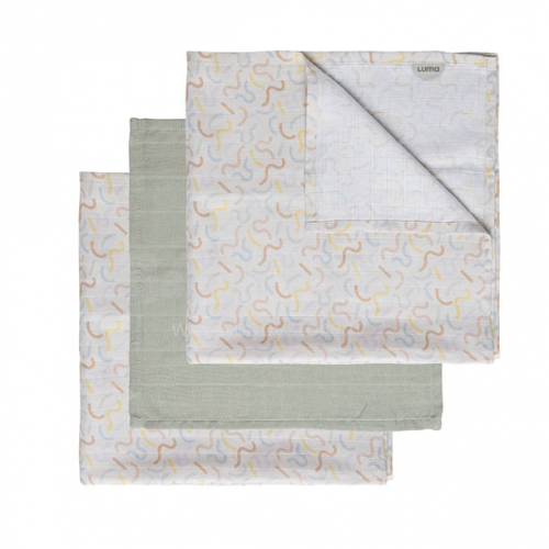 Luma Muslin Towel Art.L05131 Multi Lines Высококачественная муслиновая пелёнка из бамбука , 3 шт. (70x70см)