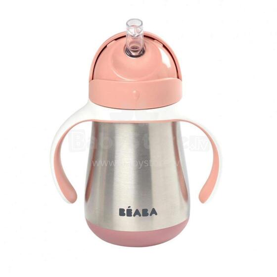 Beaba Steel Cup Art.913482 Pink  Metāliska mācību krūzīte ar salmiņu,250ml