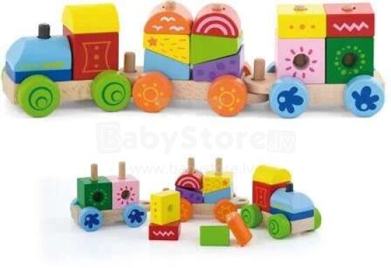 Viga Wooden Train Art.50534  Деревянный паровозик с фигурками