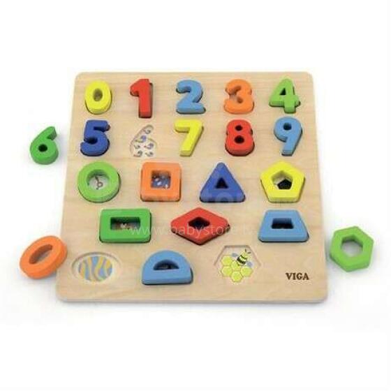 Viga Puzzle Numbers Art.50119 Koka puzle Cipari un Figūras