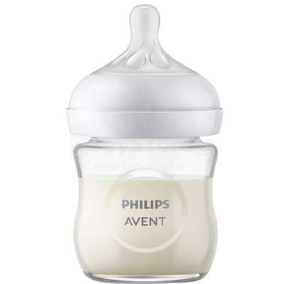 Philips Avent Natural Response Art.SCY930/01 Stikla barošanas pudelīte (pudele) ar ļoti lēnas plūsmas knupīti, 0M+,125ml