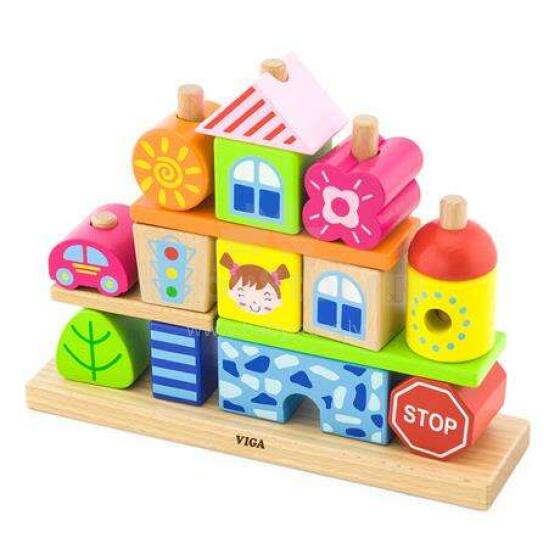 Viga Stacking Blocks Art.50043 Koka daudzkrāsaini klucīši