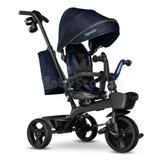 Lionelo Kori Art.150625 Blue Navy Bērnu trīsritenis ar rokturi un jumtiņu