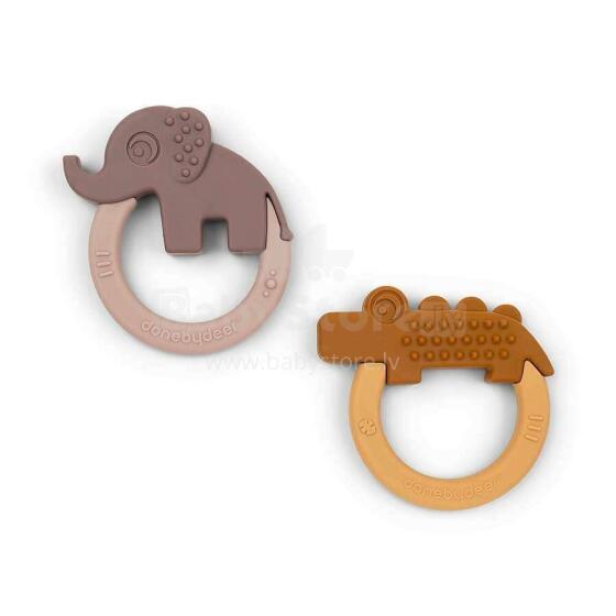 Done by Deer прорезыватель для зубов 2-pack, Deer Friends Mustard