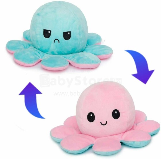 Atgriezenisks emociju astoņkājis, zils/rozā