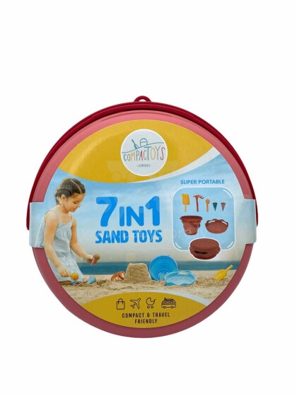 COMPACTOYS Kibirėlis su smėlio žaislais, raudonas
