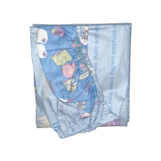 UR Kids Cotton  Art.151203  Blue Простынка хлопковая с резинкой 160x80cм