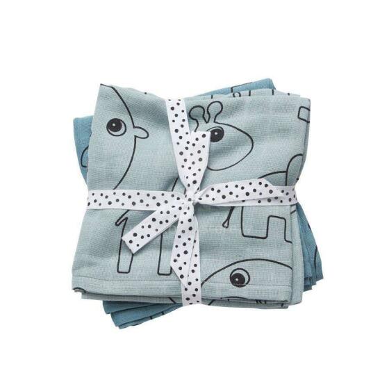 Done by Deer Burp cloth, 2-pack, Contour, blue хлопковая пелёнка, 2 шт. (70x70 см)