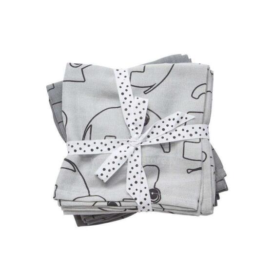 Done by Deer Burp cloth, 2-pack, Contour, grey хлопковая пелёнка, 2 шт. (70x70 см)