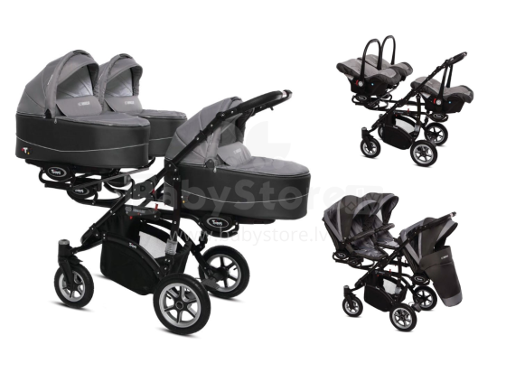 Babyactive Trippy 09 Silver Universal stroller for triplets 3in1