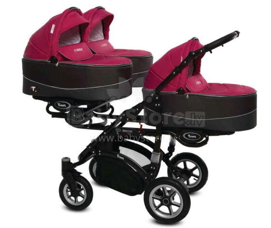 Babyactive Trippy 10 Amarant Universal stroller for triplets 2in1