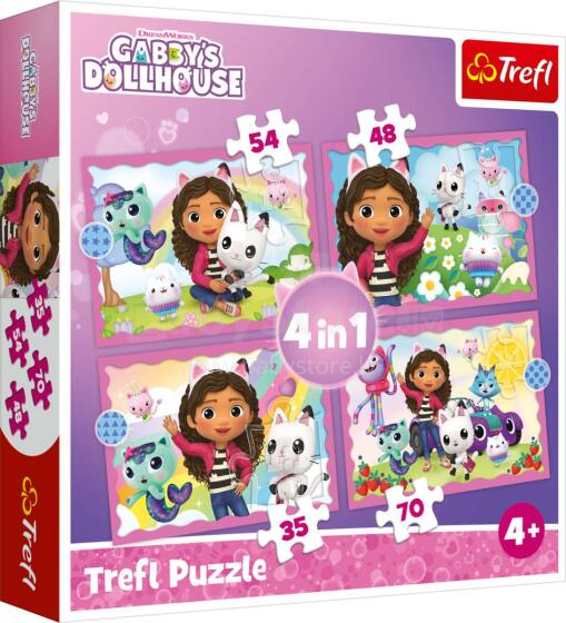 TREFL GABBY´S DOLLHOUSE Комплект пазлов 4в1 Кукольный домик Габби