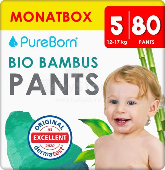 Pureborn  Organic Bamboo Art.151624 Экологические подгузники 5 размер, 12-17 кг