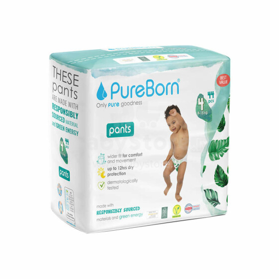 Pureborn  Organic Bamboo Pants Art.151625 Ecological panty diapers 4 size, 9-15 kg