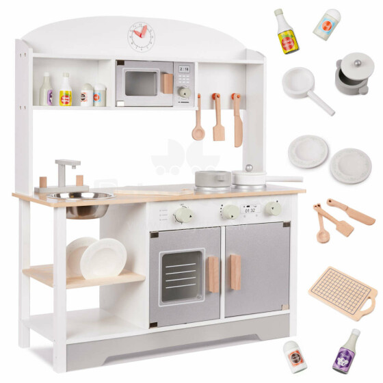 Ikonka Art.KX6287 Laste puidust köök MDF MODERN CLASSIC+ tarvikud