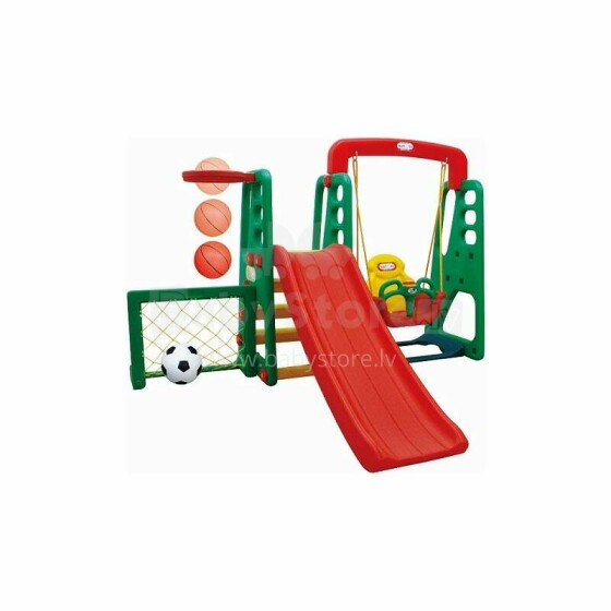 3toysm Art.JM701J Детская площадка «Multifaun plus» с горкой, качелями с музыкой, корзиной и мячом, футбольными воротами с мячом (регулируемая высота горки)