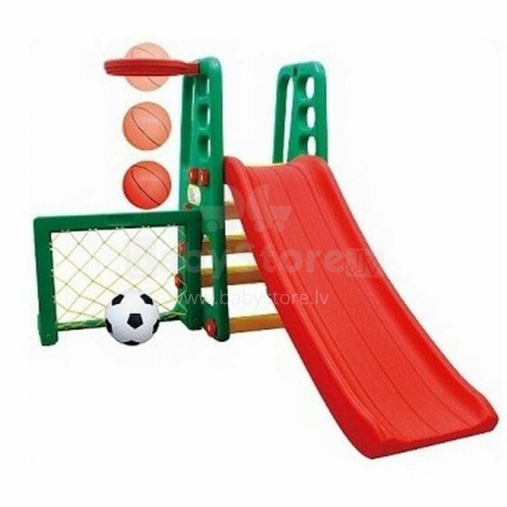 3toysm Art.JM-705J 4 stages slide, with a basket and a ball, a football goal with a ball  (regulated hight of slide)