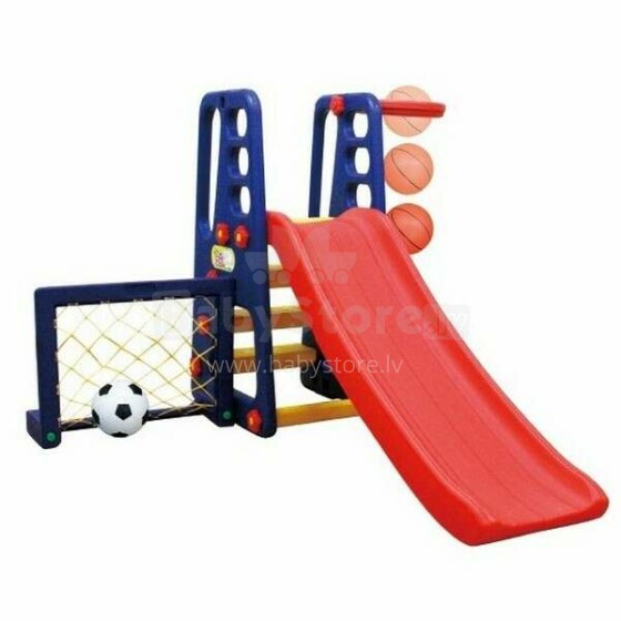 3toysm Art.JM-705H 4 stages slide, with a basket and a ball, a football goal with a ball  (regulated hight of slide)