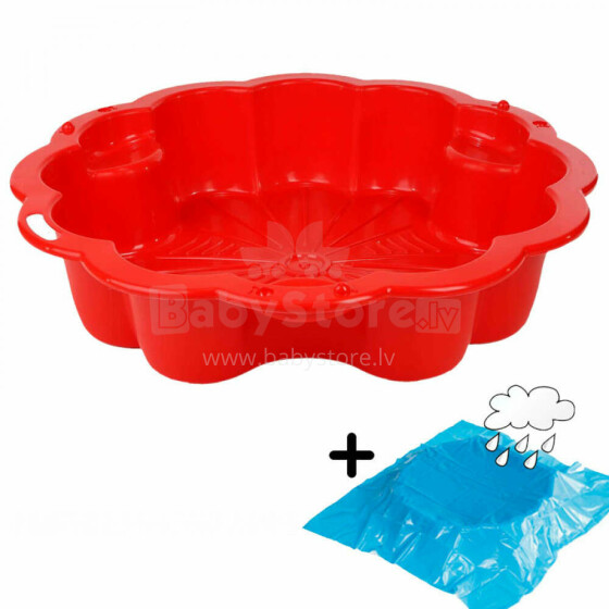 3toysm Art. 69481 Sandpit Big daisy red with cover Liivakast