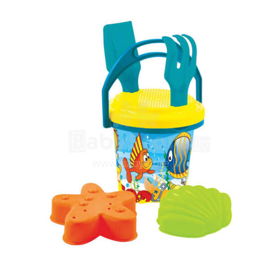3toysm Art.5608 Big summer set with small bucket blue Smilšu piederumu komplekts
