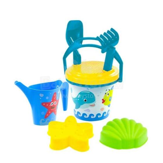 3toysm Art.11100 Big summer set with small bucket blue Набор для игр в песочнице, на пляже