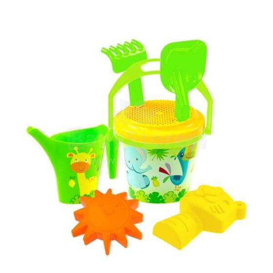 3toysm Art.11100 Big summer set with small bucket green Набор для игр в песочнице, на пляже