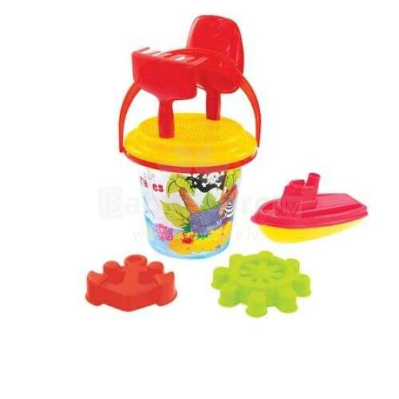3toysm Art.11570 Big summer set with small bucket red Smilšu piederumu komplekts