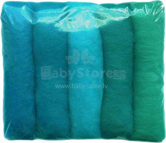 Wool Felt Art.VKMIX5-50 Шерсть разноцветная для Сухого и Мокрого валяния,5 шт.(50г)