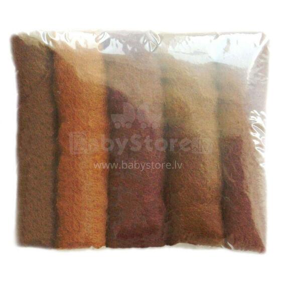 Wool Felt Art.VKMIX10-50 Шерсть разноцветная для Сухого и Мокрого валяния,5 шт.(50г)