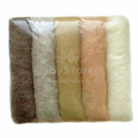 Wool Felt Art.VKMIX14-50 Шерсть разноцветная для Сухого и Мокрого валяния,5 шт.(50г)