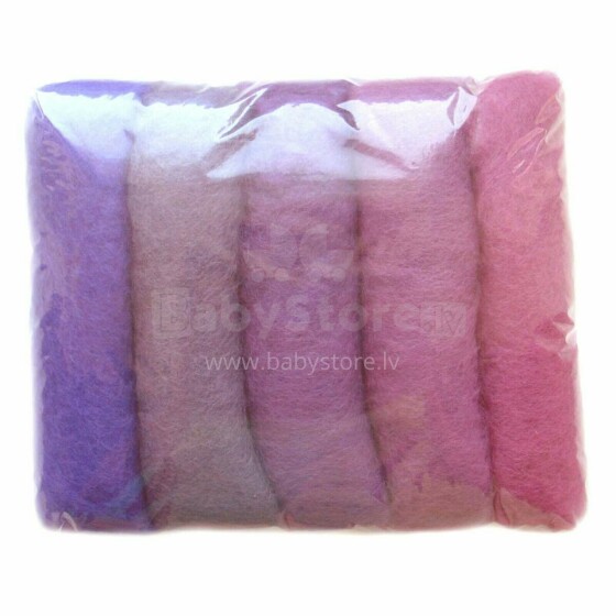 Wool Felt Art.VKMIX15-50 Шерсть разноцветная для Сухого и Мокрого валяния,5 шт.(50г)